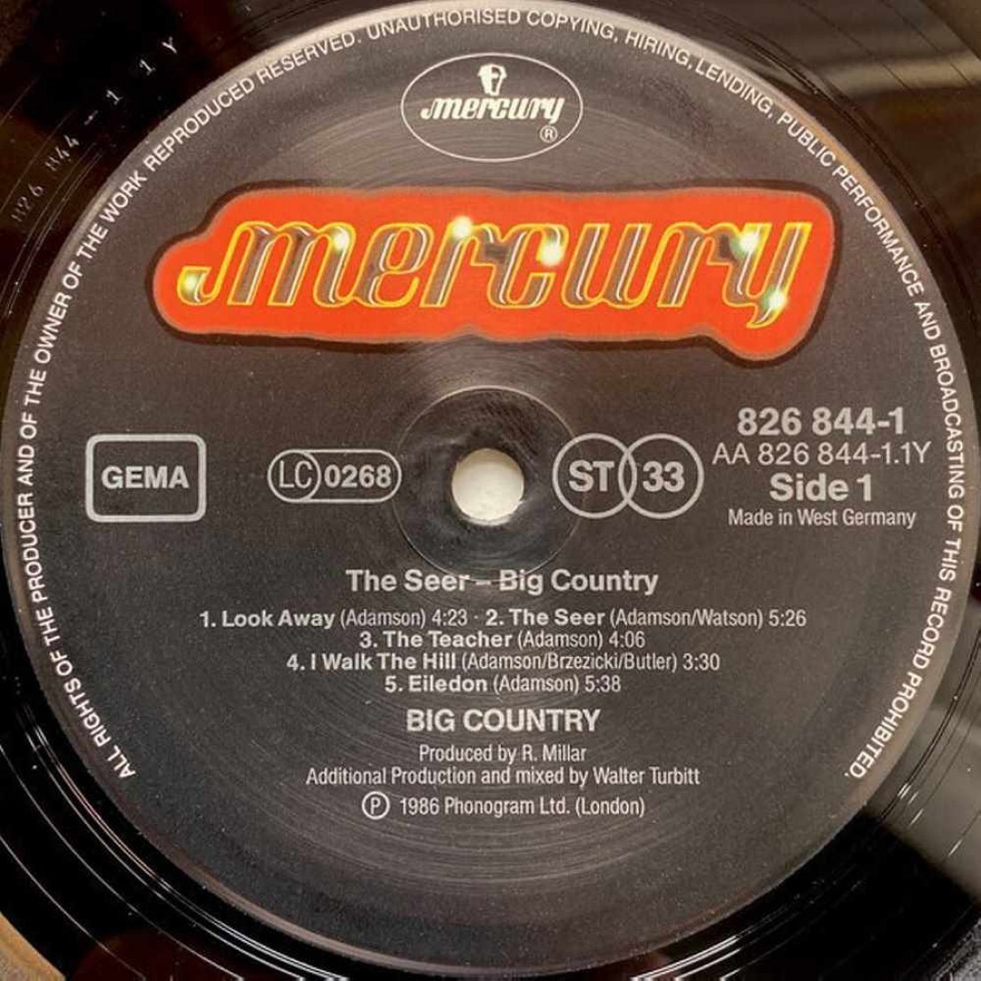 Big Country - The Seer - 1986Plak Sesi