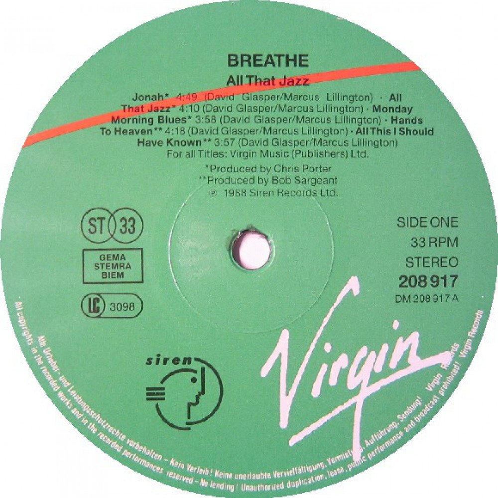 Breathe All That Jazz 1988 I Plak Sesi