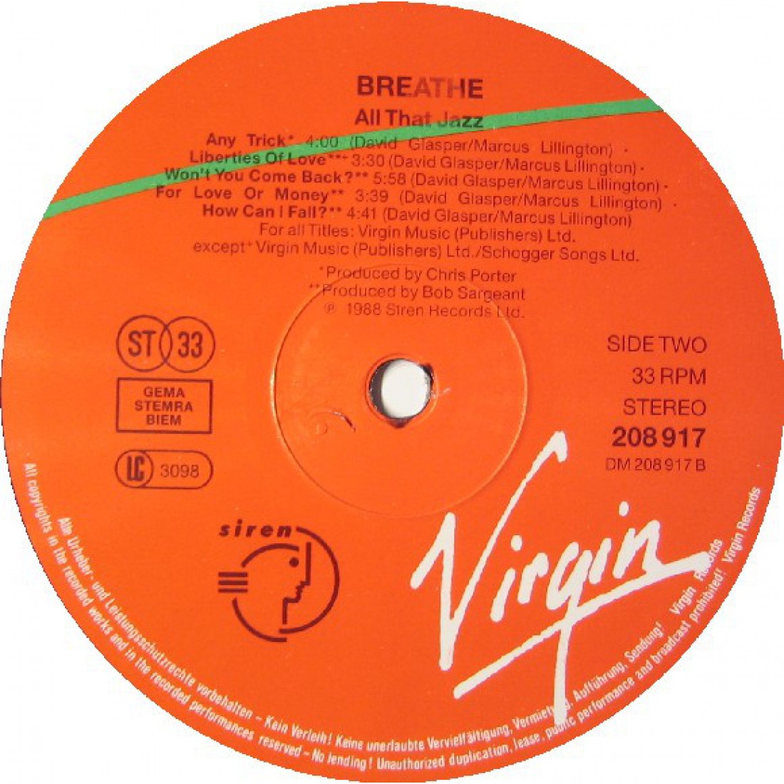 Breathe All That Jazz 1988 I Plak Sesi